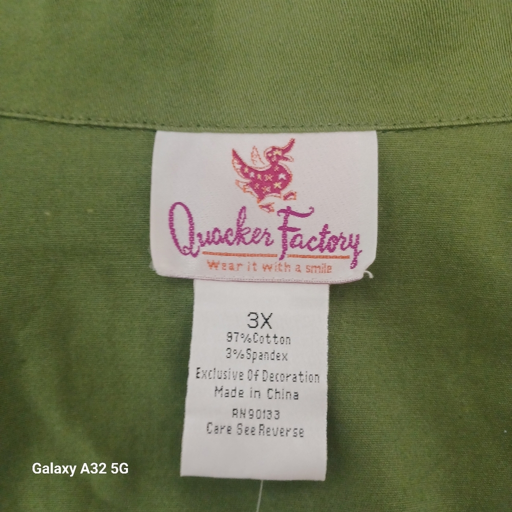 QUAKER FACTORY SIZE 3X Green Embellished Women's Jacket - Picture 13 of 13